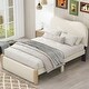 preview thumbnail 2 of 10, Twin Size Curved Design Platform Bed Upholstered Bed Frame