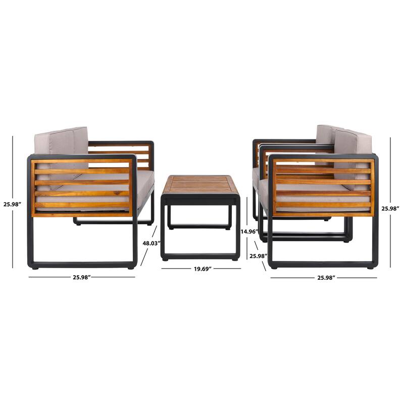 SAFAVIEH Outdoor Living Vesta 4-Piece Living Set - 48"W x 26"D x 26"H