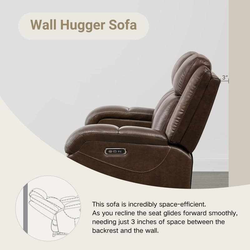 Spruce & Spring Hadlee Genuine leather Reclining Sofa with Multi-Function Console.