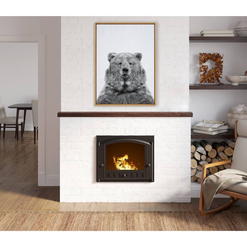 Kate and Laurel Sylvie Bear Framed Canvas Wall Art by Simon Te Tai