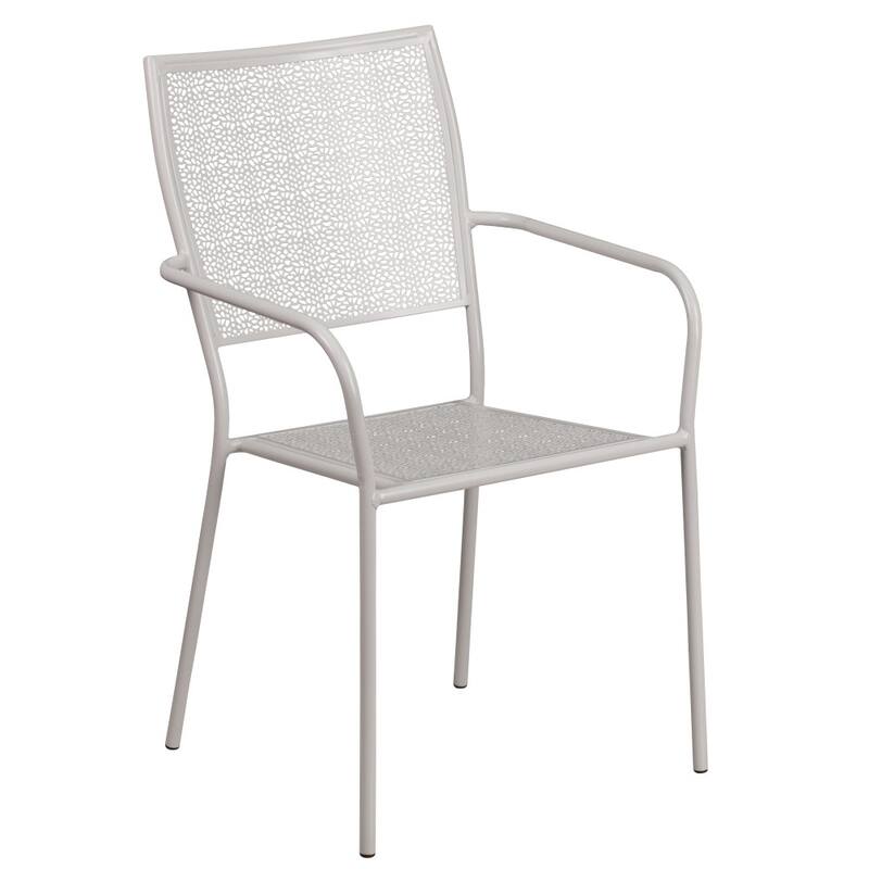 28'' Square Indoor-Outdoor Steel Patio Table Set with 4 Square Back Chairs
