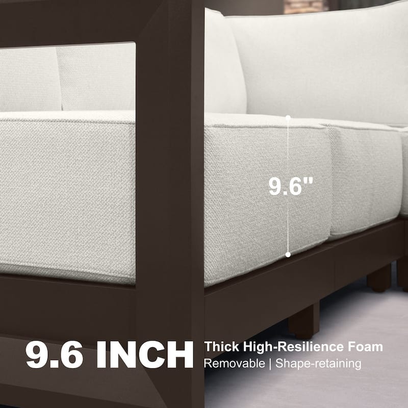 PURPLE LEAF Caesar white Sofas Sectionals 4-18 Piece with 9.6" Thick Cushion for Yard Porch Deck Outdoor Patio Conversation Sets