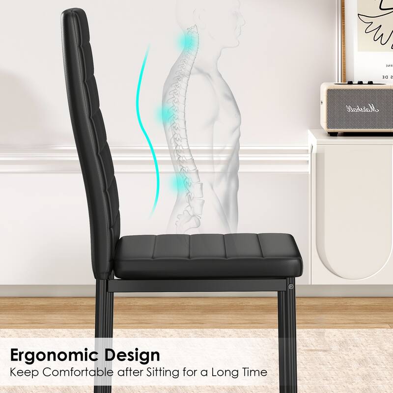 Set of 2 PU Leather Dining Chairs for Kitchen, Modern Side Chairs with Sturdy Metal Frame