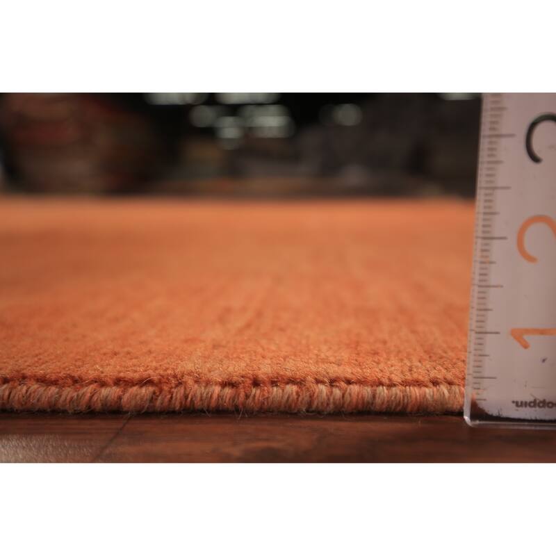 Orange Gabbeh Modern Area Rug Hand-Knotted Bedroom Wool Carpet - 6'6" x 9'7"