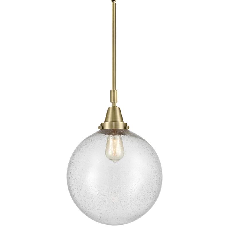 Innovations Lighting 447-1S-16-12 Beacon Pendant Beacon 12" Wide - Antique Brass / Seedy