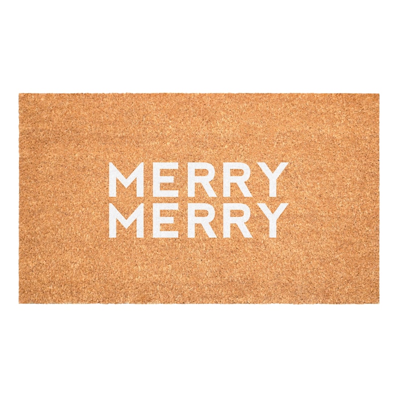HomeRoots 24" X 36" Brown And White Christmas Outdoor Coir Door Mat - 24.00' X '36.00