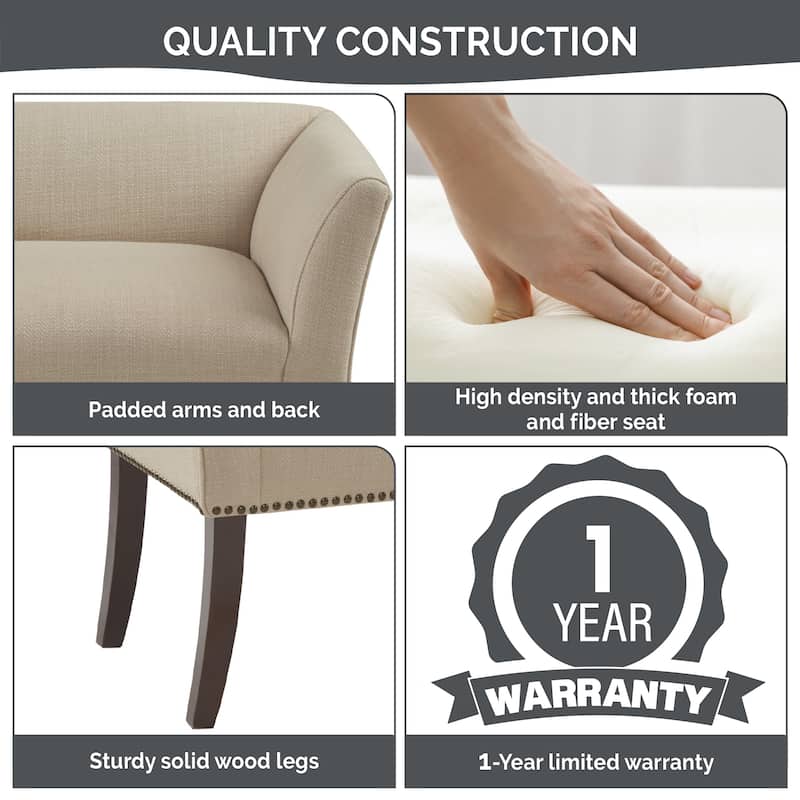 Madison Park Welburn 49.5" Upholstered Bench with Back & Wood Legs