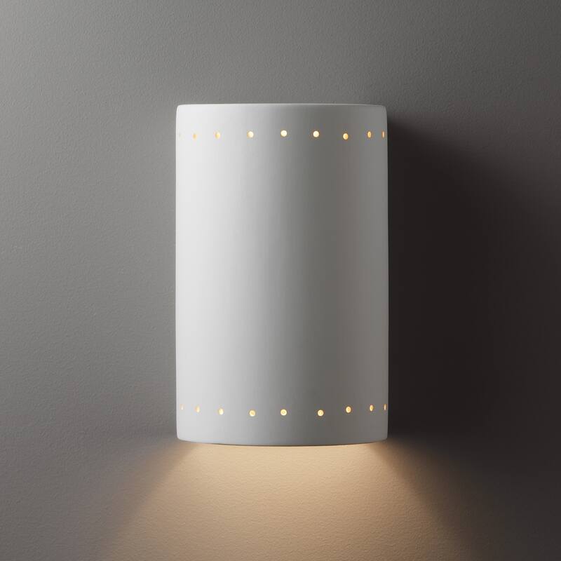 Justice Design Group Ambiance Large Cylinder w/ Perfs Closed Top Wall Sconce
