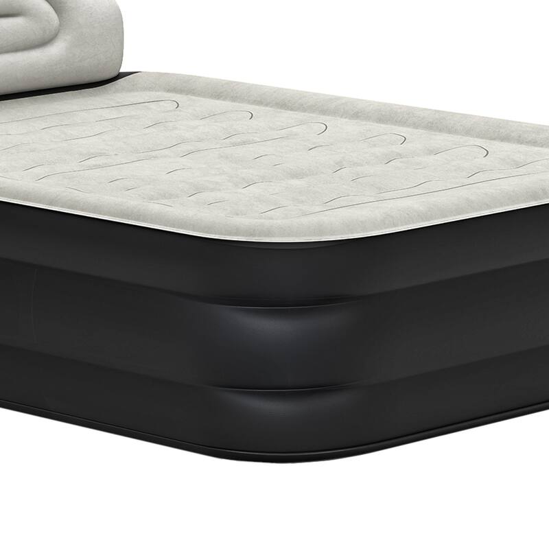 Cloud-shaped inflatable mattress with a built-in power cord, fixed pump head, and inflatable headboard