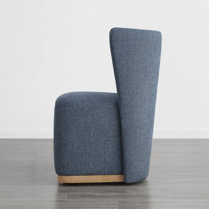 Spruce & Spring Kevin Modern Wingback Dining Chairs with Casters&Wood Base Set of 2 - Set of 2