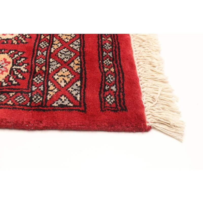 ECARPETGALLERY Hand-knotted Finest Peshawar Bokhara Red Wool Rug - 2'7 x 3'8