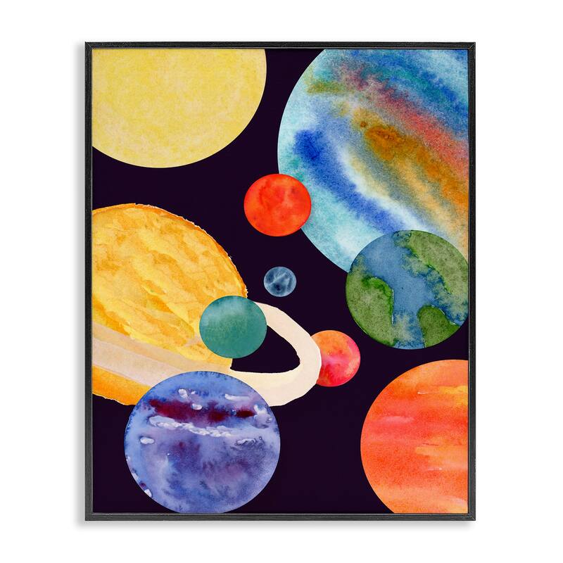 Stupell Planetary Galaxy in Space Framed Giclee Art Design By Corinne Rose Designs - 16 x 20 - Black