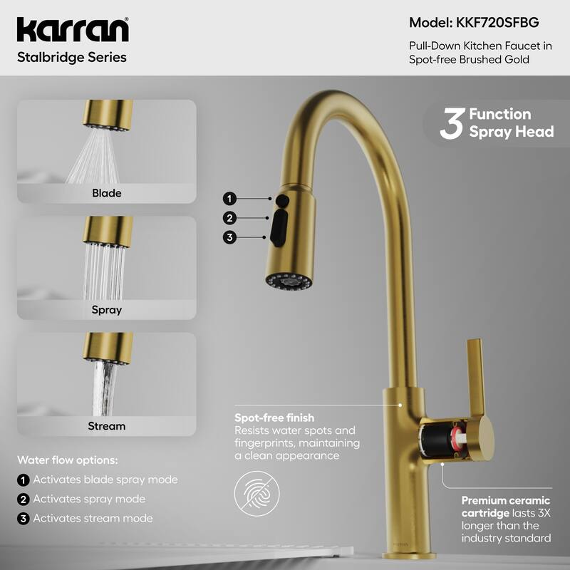 Karran Stalbridge Single Handle Pull-Down Sprayer Kitchen Faucet
