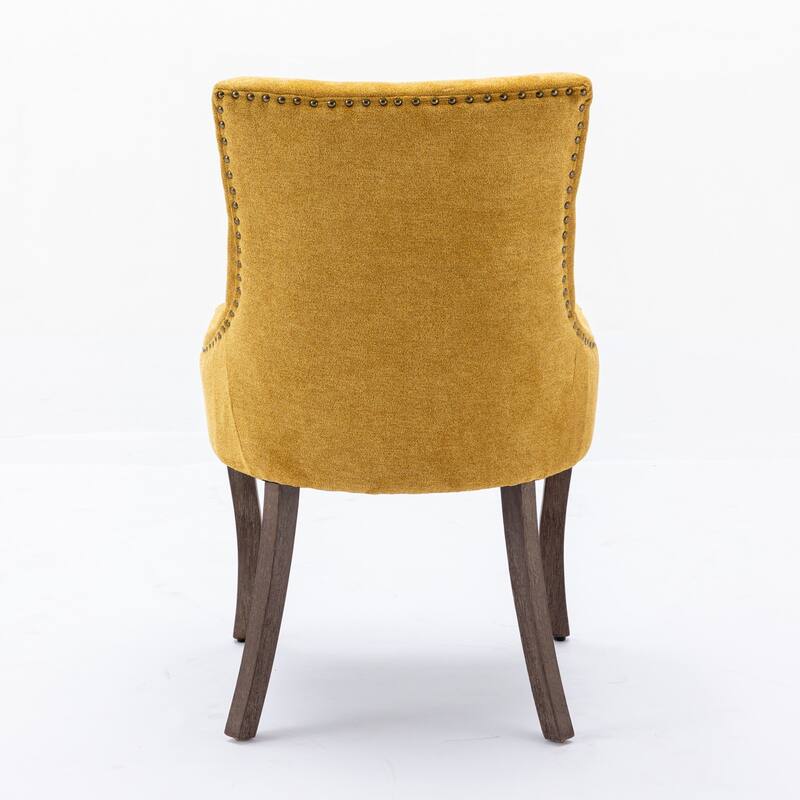 GDF Studio - Modern Fabric Upholstered Wood Dining Chair Set with Bronze Nailhead Trim (Set of 2)