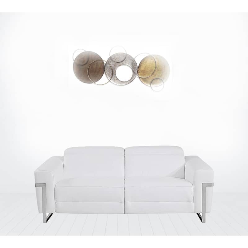 HomeRoots 83" White Italian Leather USB Sofa With Silver Legs - 288.81 - 288.81 - White