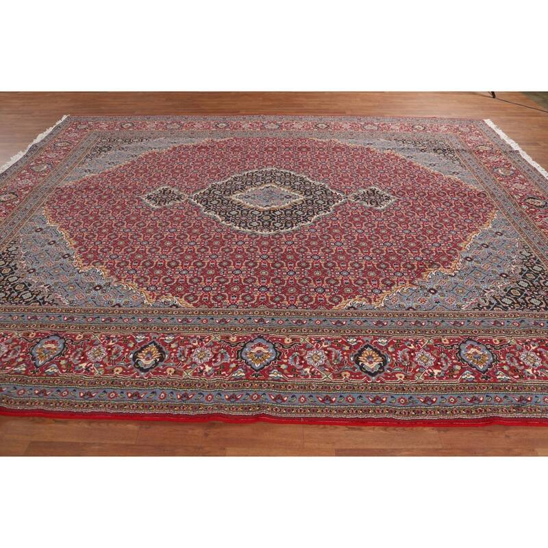 Red Geometric Tabriz Turkish Area Rug Machine Made Carpet - 9'7" x 12'7"