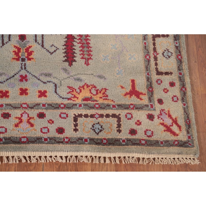 Grey Transitional Oushak Foyer Rug Hand-Knotted Oriental Wool Carpet - 4'0" x 5'10"