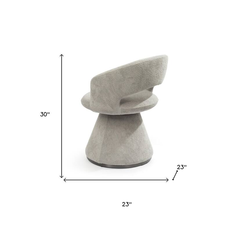 HomeRoots Dark Gray Boucle Partially Open Back Swivel Dining Arm Chair - 23.00 in. x 30.00 in. x 23.00 in.