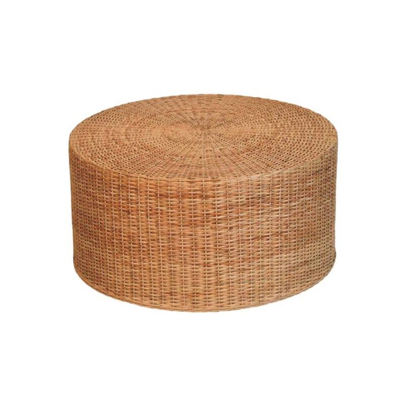 Artisan Furniture Solid Wood Regency Round Woven Coffee Table ,Brown,