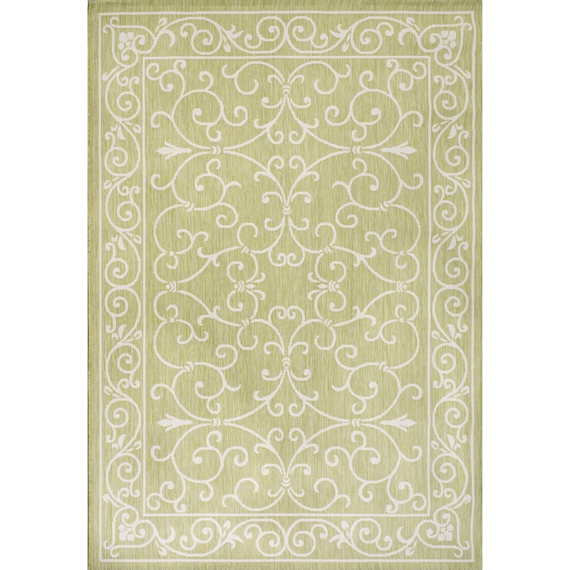 JONATHAN Y Filigree Textured Weave Indoor/Outdoor Area Rug - 9 X 12 - Green/Cream