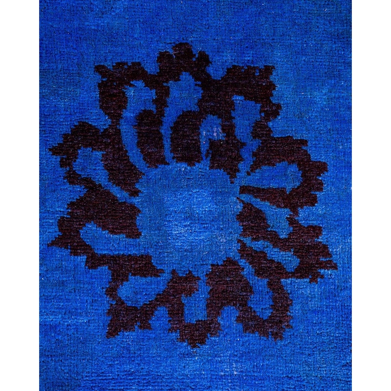 Overton Handknotted Wool Vintage Inspired Contemporary Overdyed Blue Area Rug - 15' 4" x 12' 1"