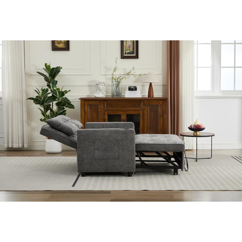 Pull-Out Sofa Bed Daybed, Lounge Chaise Loveseat with Adjustable Backrest, Convertible Sleeper Sofa with USB Charging