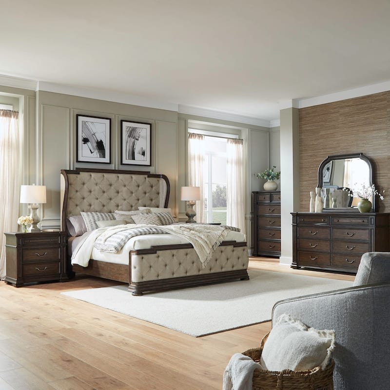 Liberty Furniture Provence Park Shelter Bed, Dresser & Mirror, Chest, Night Stand - King or Queen - Bed, Dresser & Mirror, Chest, Nightstand - King