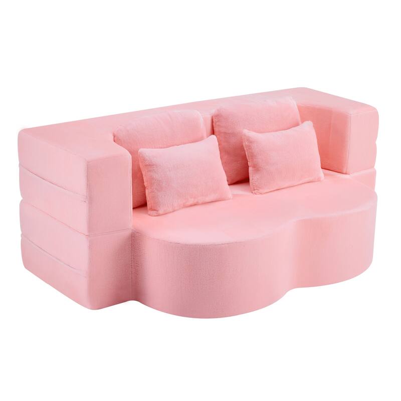 Folding Plush Futon Loveseat Couch Converts into Sleeper Sofa Bed or Yoga Mattress, High-Density Foam Queen Size Floor Bed