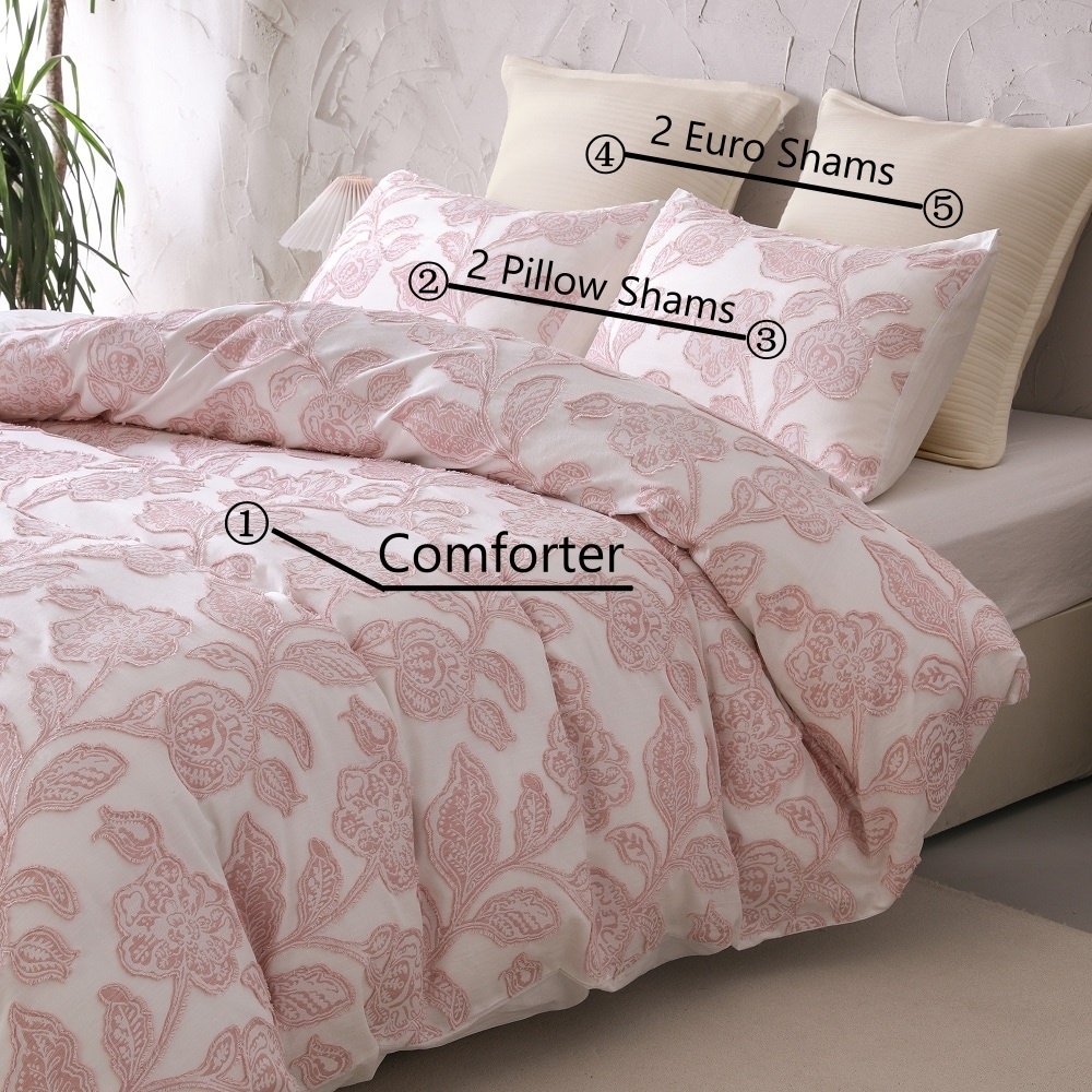 Cotton Clipped Jacquard Floral Comforter Set, On Sale