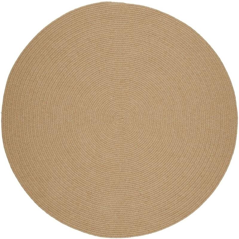 Rhody Rug Woolux Braided Wool Flatweave Oval Rug - 10' Round - Wheat