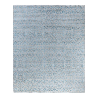 Ikat One-of-a-Kind Hand-Knotted Area Rug, Gray - 9' 0" x 10' 2"
