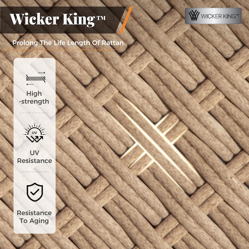 MAISON ARTS 6-Piece Luxury Wicker Patio Conversation Sofa Set with Curved Armrests with Cushions for Lawn Backyard Deck