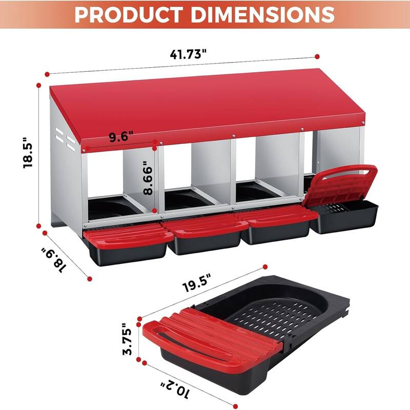 Roll-Away Nesting Boxes for Chickens Coop with Perch