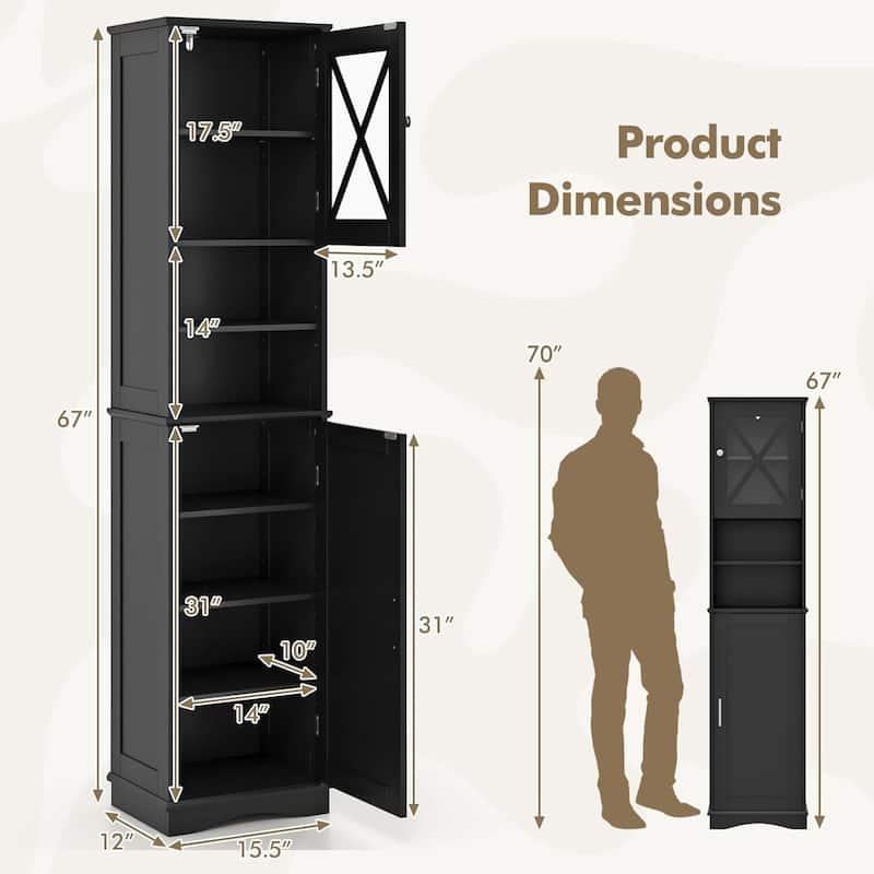 67" Tall Bathroom Storage Cabinet Narrow Bathroom Organizers