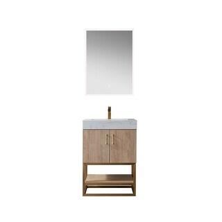 Alistair 24" Vanity with White Grain Stone Countertop With Mirror