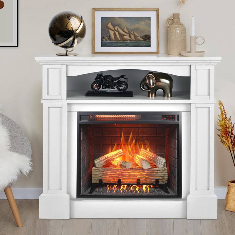 23" Infrared Heating Electric Fireplace Insert, with Log Set & Realistic Flame