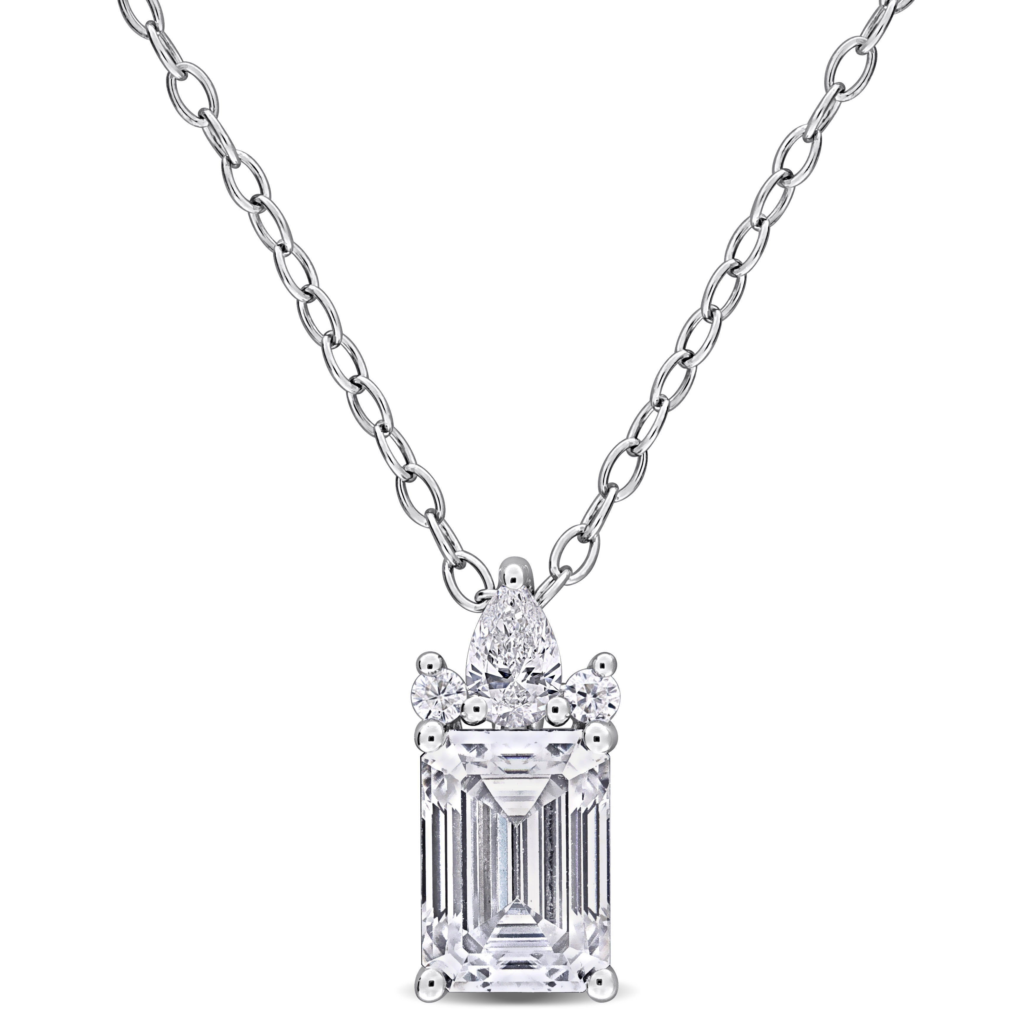 Miadora Created Moissanite Necklace Sterling Silver
