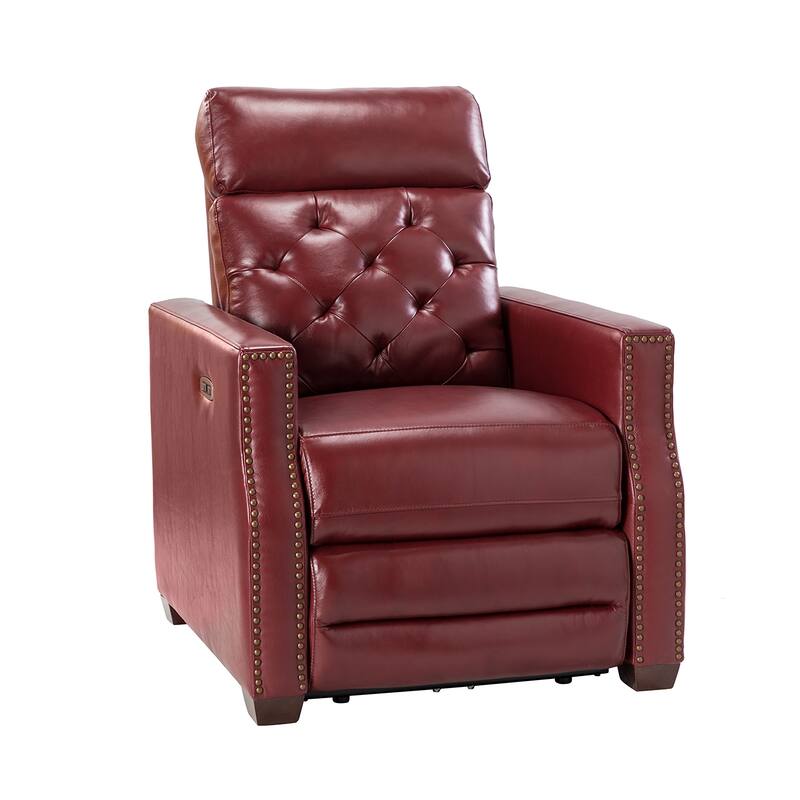 Alina 31.50" Wide Genuine Leather Power Recliner with USB Port