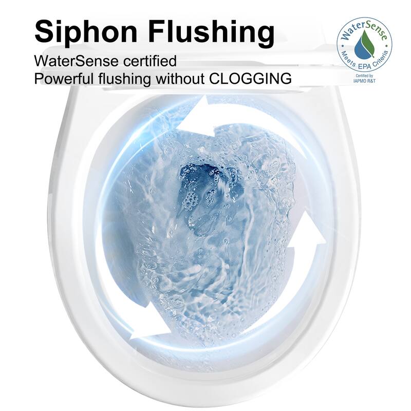 HOROW 2 Piece ADA Height Round Toilet White 1.28 GPF Strong Flush Quiet Soft Close Seat