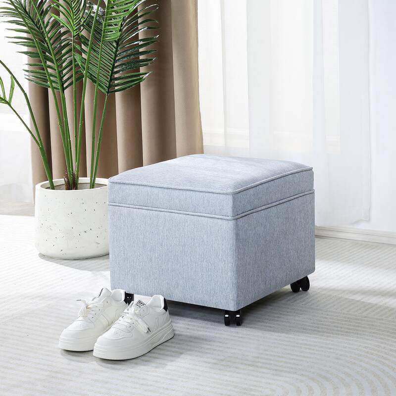 Adeco Square Storage Ottoman 17 inch Footstool