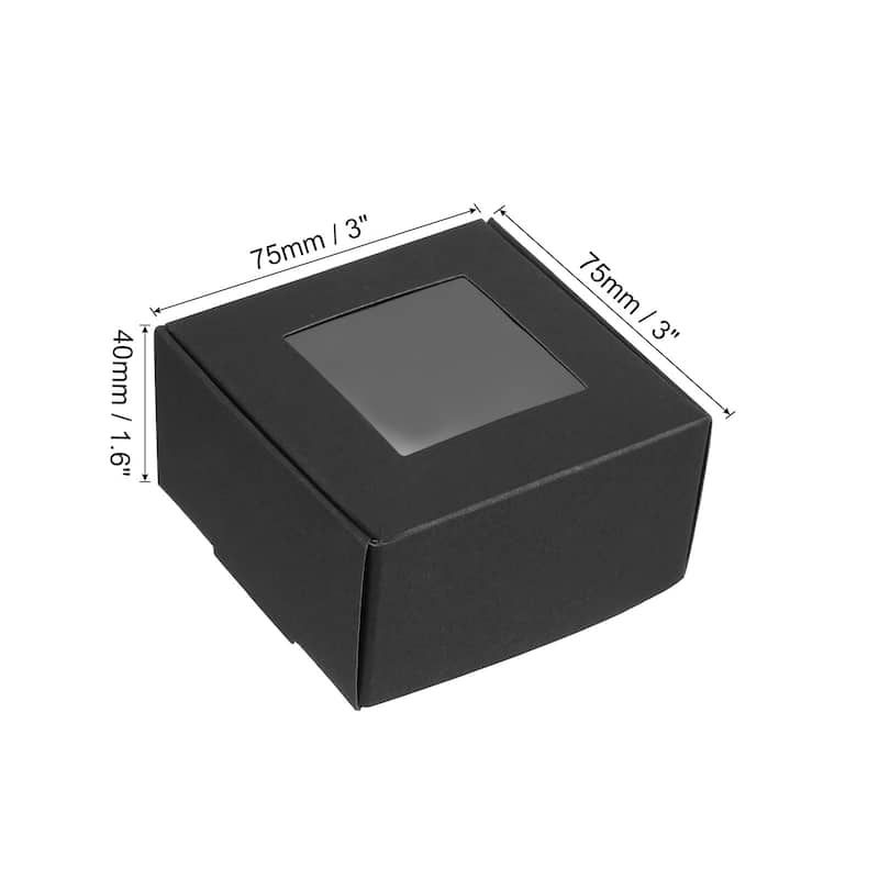 3"x3"x1.5" Paper Soap Box with Window, 30 Pack Soap Boxes Square, Black - Black