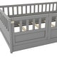 preview thumbnail 13 of 35, Twin Size Pine Wood Floor Bed with Full-length Guardrail and Door for Kids, Adults