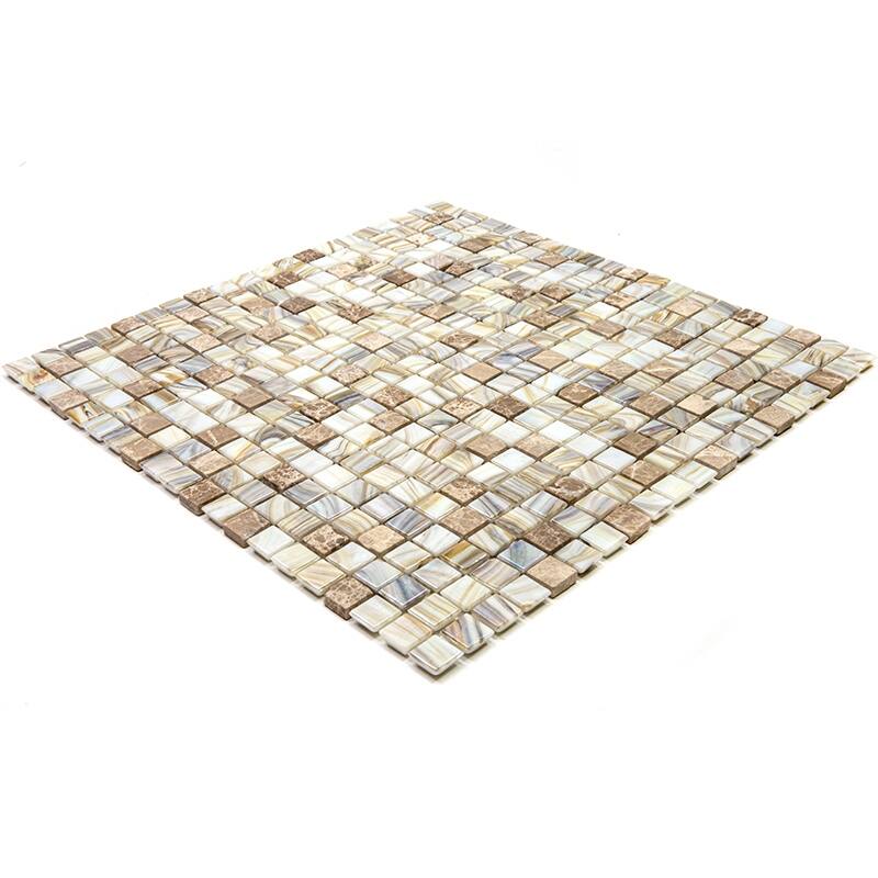 Apollo tile 12" x 12" Mingles Glossy Beige Glass Tile (18.69 sq ft/case) - 20 Pack