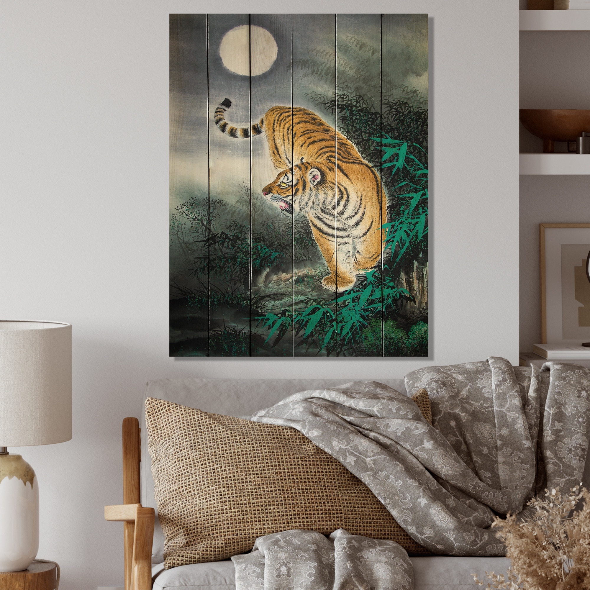 Designart 'Chinese Traditional Painting Of Tiger' Traditional Wood Wall Art  Natural Pine Wood Bed Bath  Beyond 36734972