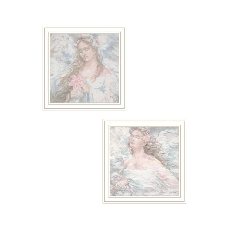 Trendy Decor 4U "To BE FREE -Love Angel !" Printed Framed Wall Art by Debi Coulesq - Multi - 14 x 14