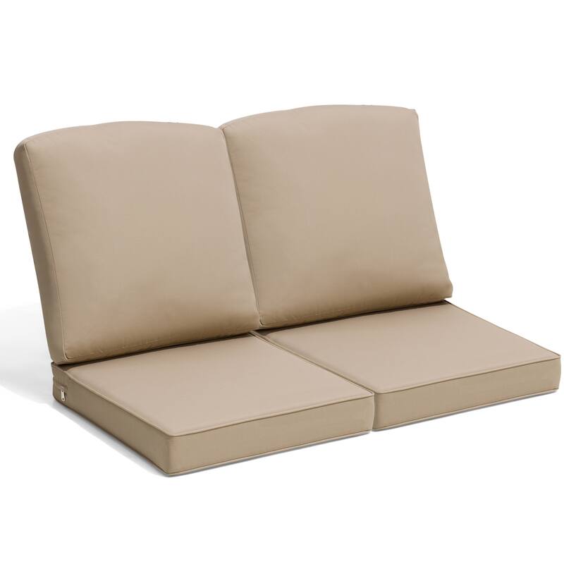 21 W in x 22 D in Outdoor Deep Seat Chair Cushion Set Dining Patio Chair Pad Set - 2-Seater - Beige