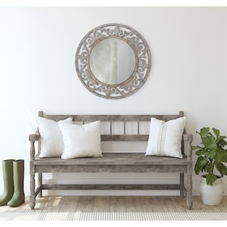 Kate and Laurel  Shovali Rustic Round Mirror