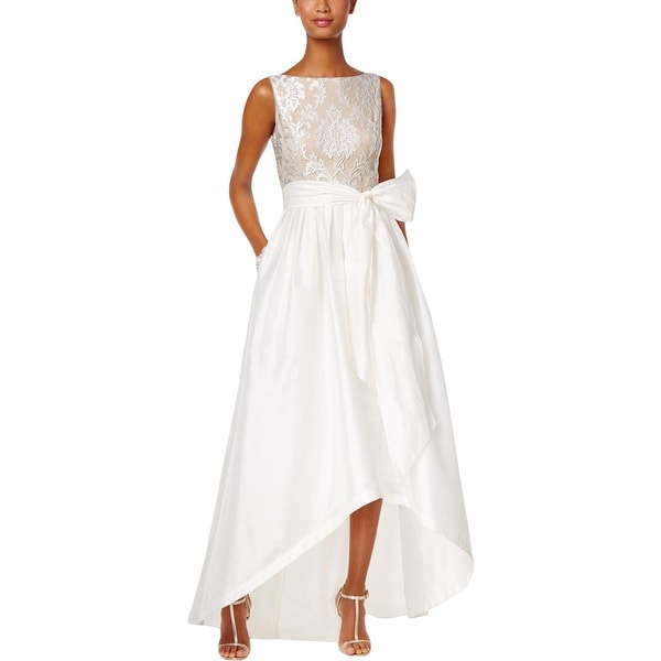 Adrianna Papell Womens Wedding Dress Taffeta Hi-Low