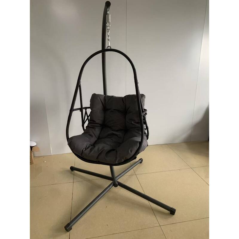 Hanging Swing Egg Chairs Foldable Hanging Basket Chair with Cup Holder