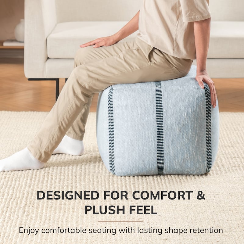 Jani 20-inch Ottoman Pouf - Handcrafted Handmade Ottoman for Seating, Footrest, Home Decor for Living Room, Bedroom
